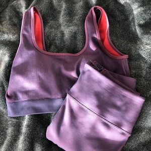 Workout set, scoop neck sports bra and leggings